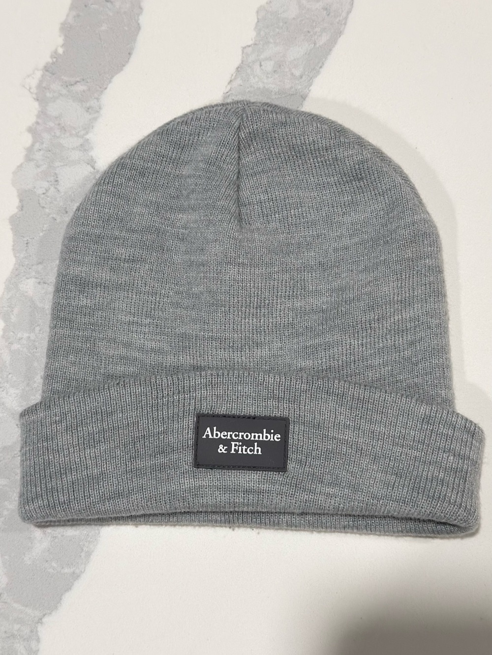 Abercrombie & Fitch Boys Gray Knit Beanie Winter Hat Logo Cuffed